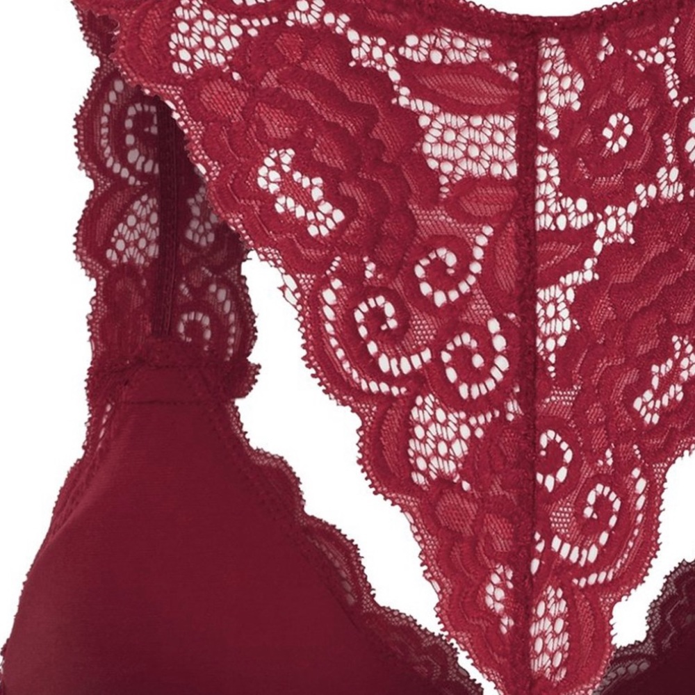 IN STOCK! ♥️ Plus Size Wine Lingerie Wireless Bra - Picture 2 of 4